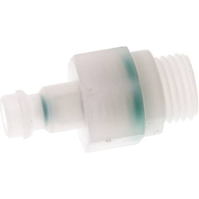 PVDF DN 5 Koppeling Insteeknippel G 1/4 inch Buitendraad Dubbele afsluiting