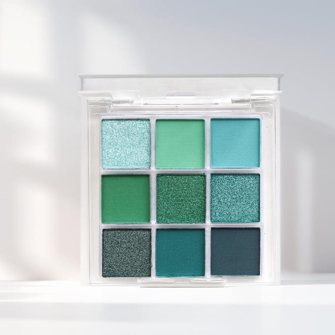 Groene oogschaduw 9 kleuren avocado kleur toneelmake-up parelmoer mat negen-vierkant oogschaduwpalet groen
