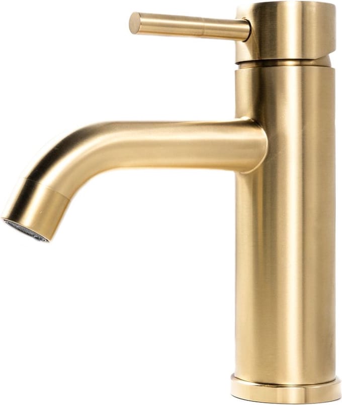 Sanetti Rocco - Wastafelkraan - Opbouw Laag Rond Geborsteld Goud 1 Greeps