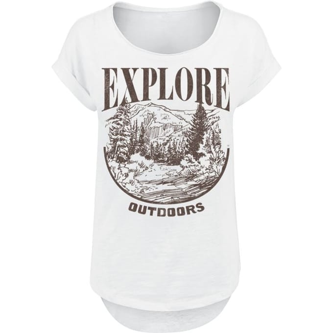 Goodie Two Sleeves - Fun T-shirt - Explore Outdoors - M - voor Vrouwen - wit