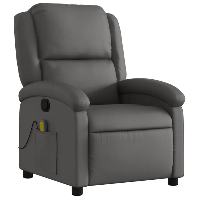 vidaXL - Massagestoel - van - echt - leer, - grijs