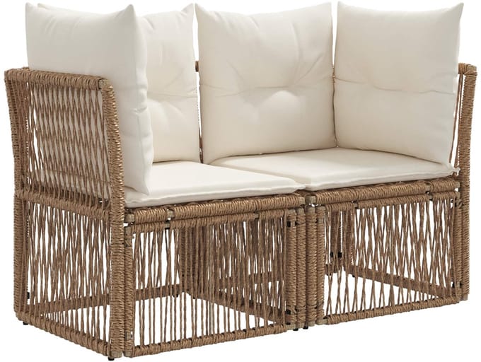 vidaXL - Tuin - Sofa - 2-Aantal - zitplaatsen - Beige - poly - rattan