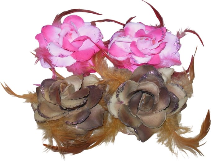 4x roosje groot met elastiek roze-bruin