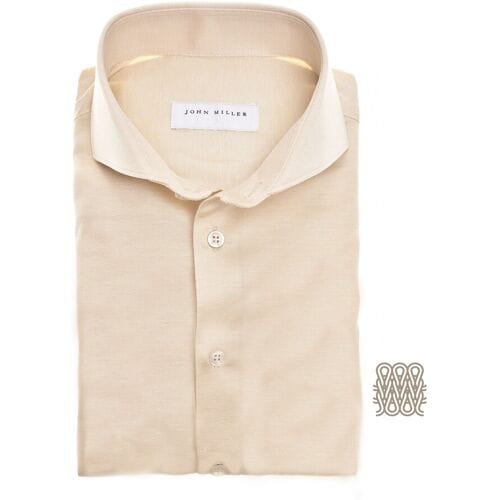 John Miller Overhemd Slim Subtle Texture Luxury Cotton Silk Tricot Sandy / male