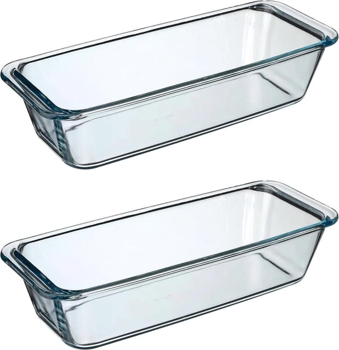 Secret de Gourmet Cake ovenschaal - 2x - rechthoek - Transparant glas - 31 x 12 cm