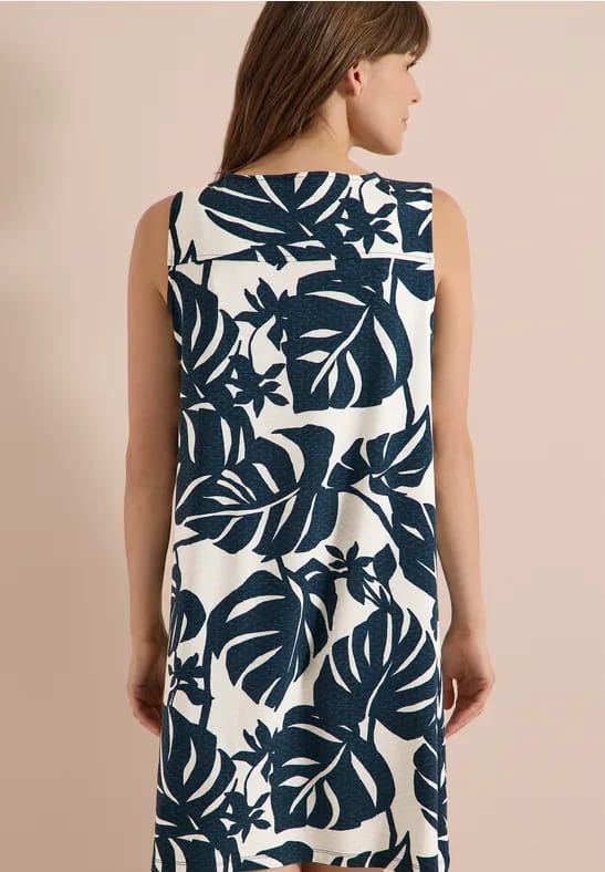 Knielange jersey jurk met V-hals en print