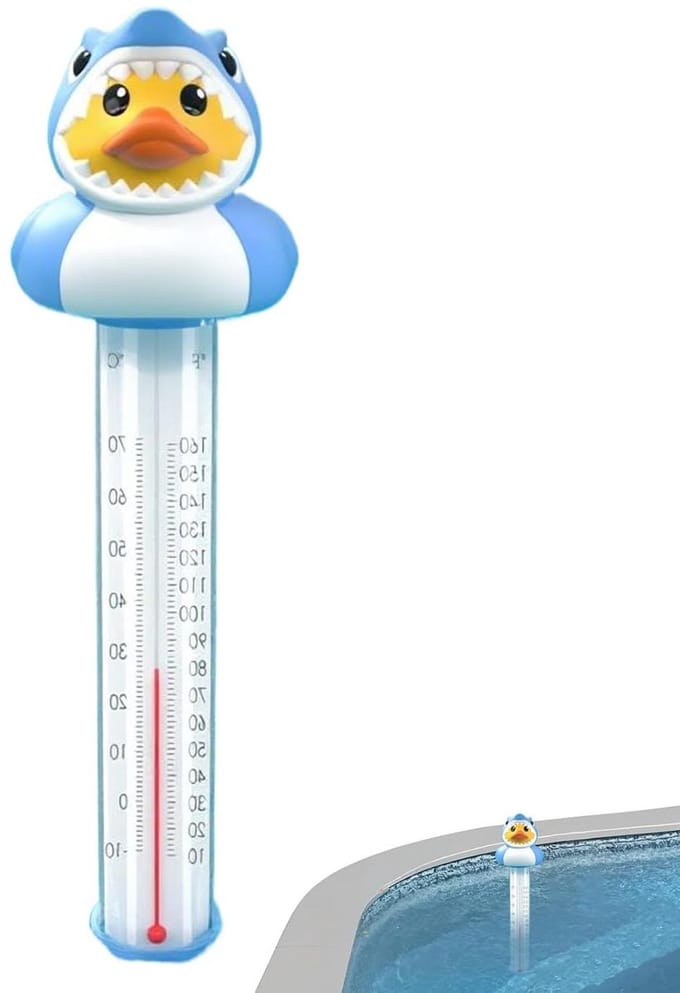 Drijvende thermometer - Water temperatuurmeter - Vijver en zwembad - Schattig eend ontwerp - 9 Centimeter - Haaieneend