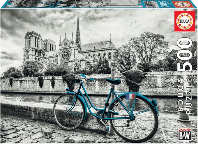 Legpuzzel - Educa - Fiets bij Notre Dame, Parijs  - 500 Stukjes