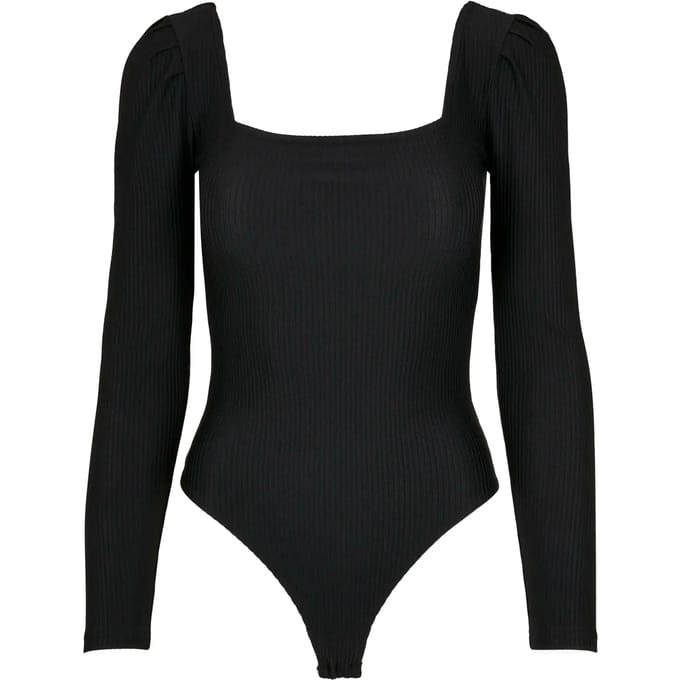 Dames bodystocking met geribbelde mouwen Urban Classics
