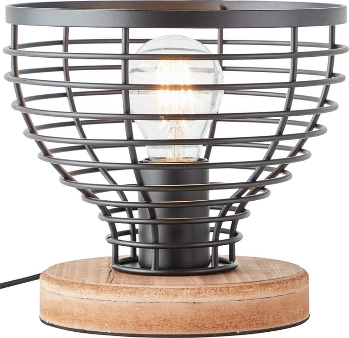 Brilliant Avia - Tafellamp - E27 max 1x40W - Zwart/Houtkleur