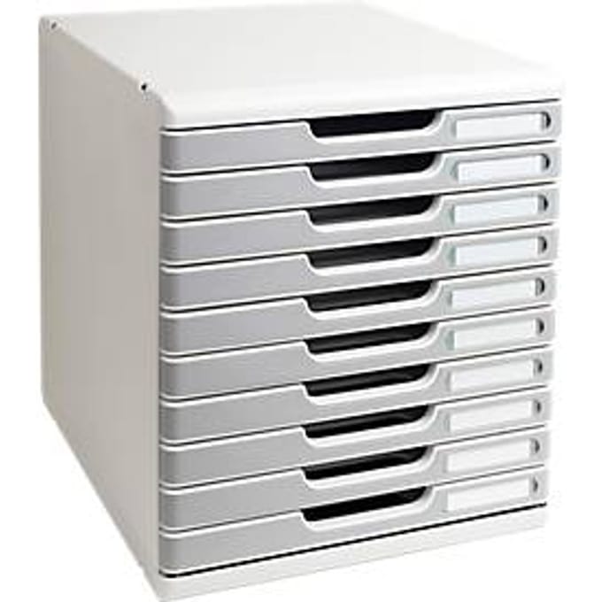 Exacompta MODULO A4-ladebox Office steengrijs, 10 laden gesloten A4/A4+, geruisloos, veiligheidsstop