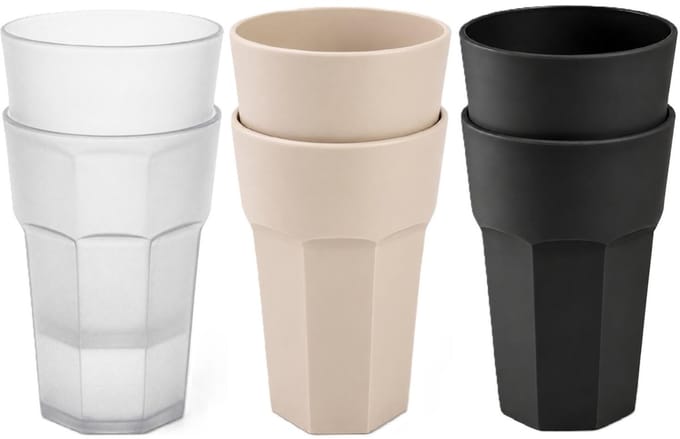 Plasticforte onbreekbare drinkglazen - 8x stuks - kunststof/plastic - mix van 3 kleuren - 521 ml - 13 cm