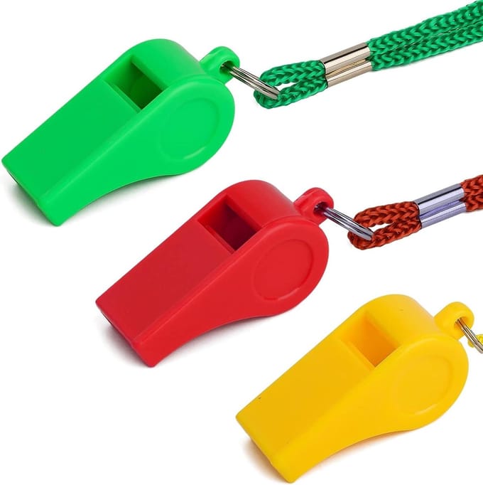 Plastic fluitjes met lanyard - Sport fluitje voor training - Set van 3 - Overlevingssport - Coach - Leraar - Hondentraining