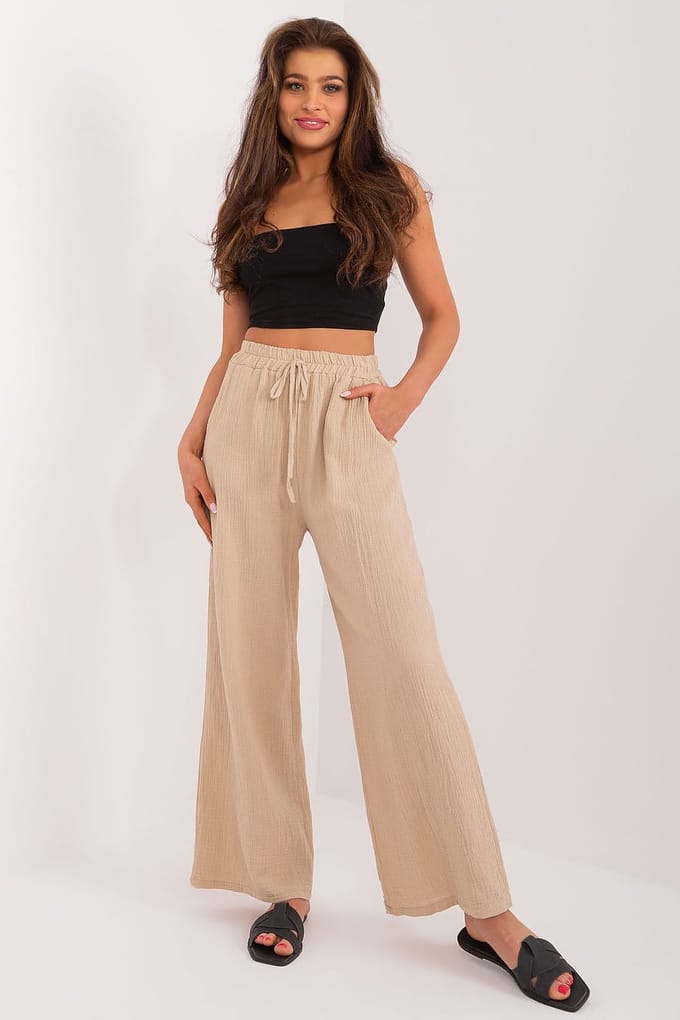 Soft Breeze Wide Pants - Beige / One Size