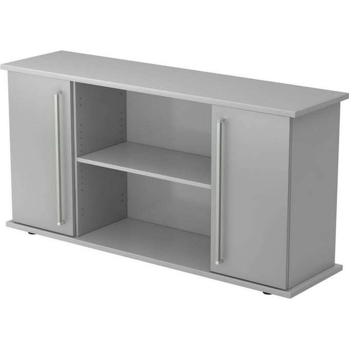 KAPA SB | Dressoir | met deuren - Grijs/Zilver Chrome metaal handgreep