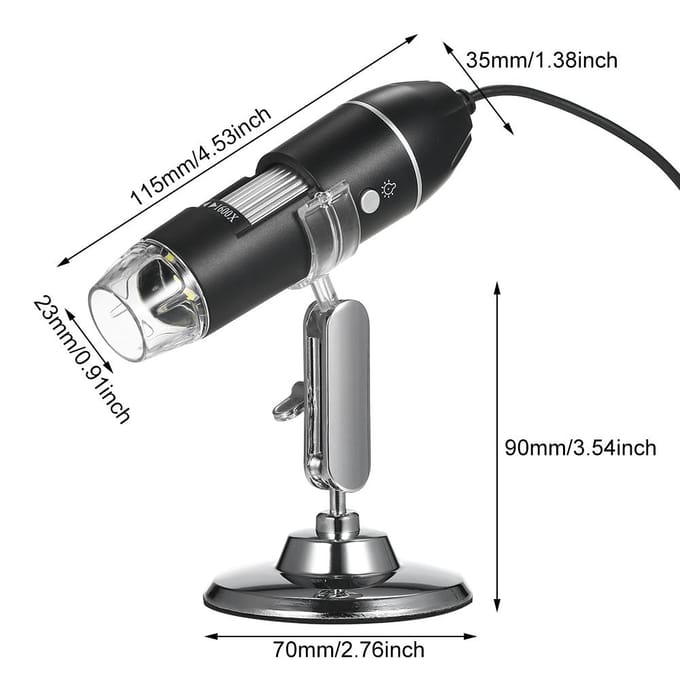 321P 1000X voor IOS en Android 2 in 1 HD Digitale Microscoop Handheld Draagbare Microscoop Nieuw 2 With Metal Stand zwart