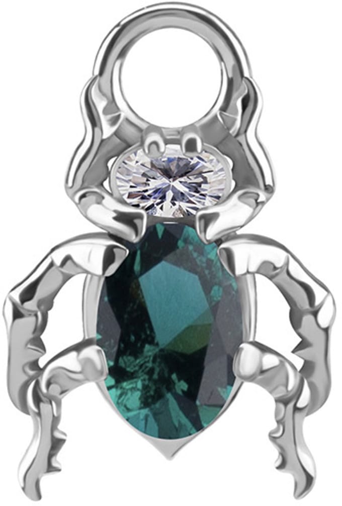 Crazy Needles - CoCr NF Charm - Groene Nano Gems - Zilverkleurig - D-085
