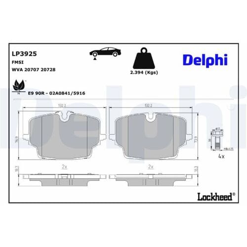 Remblokset, schijfrem DELPHI LP3925