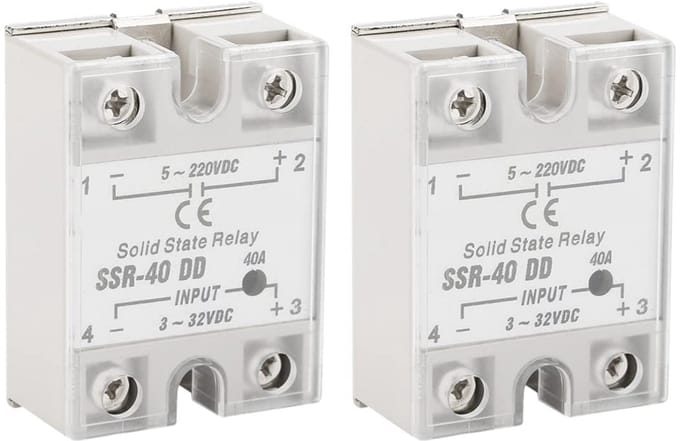 2 Stuks Solid State Relais DC naar DC 40A met Koellichaam Input 3-32V Output 5-220V