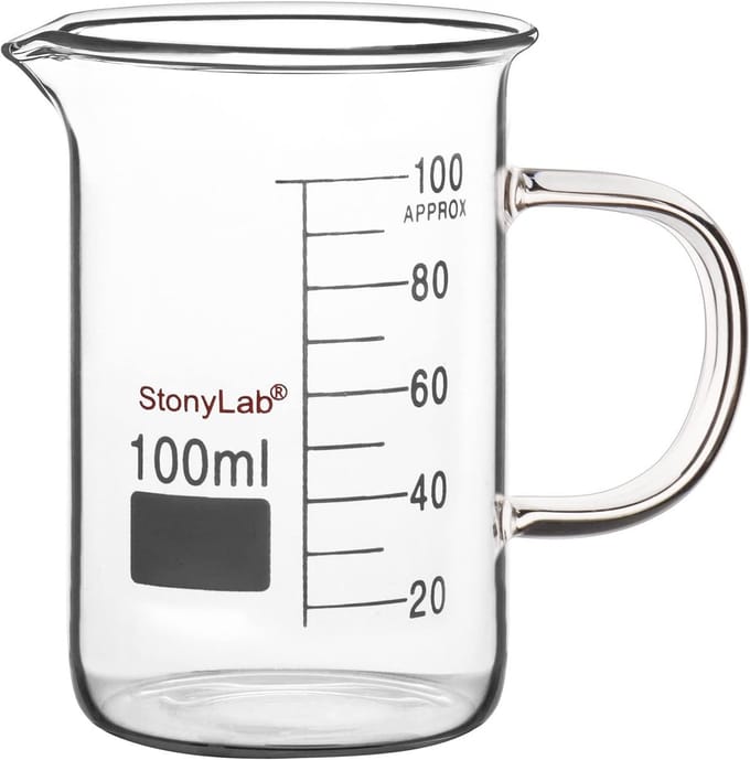 Glazen Beker - Met Handvat - Laboratorium Werk - Met Tuit - 100 ml - Transparant