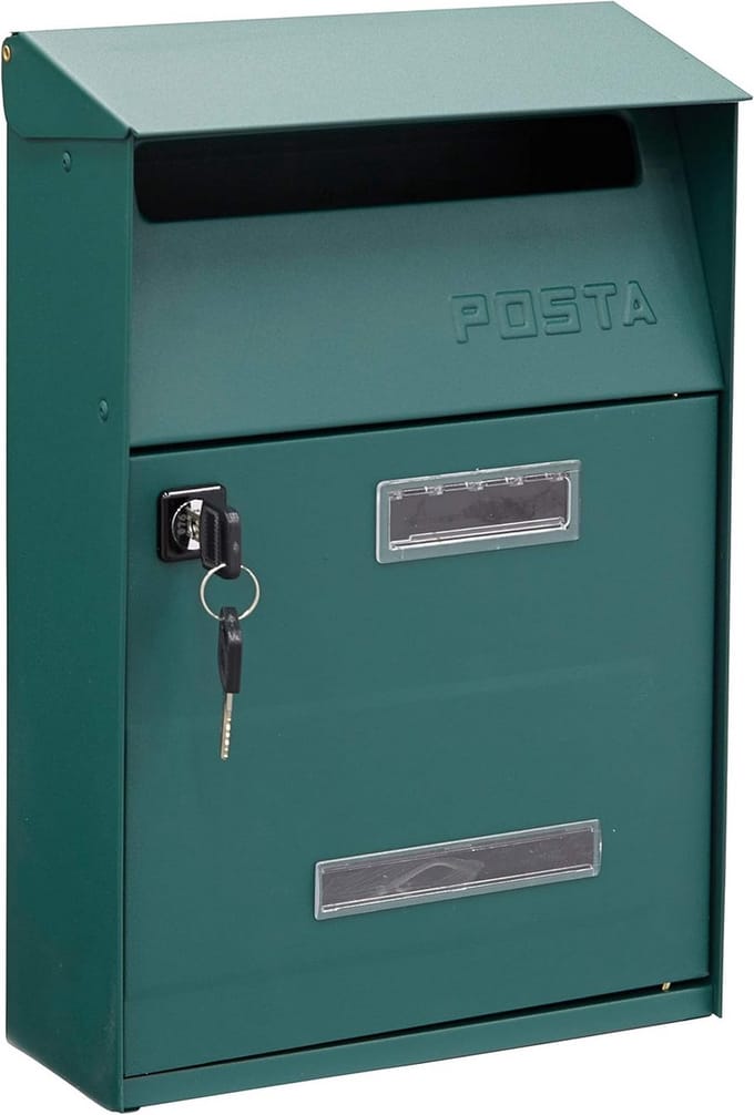 ARREGUI Up D-2006/V Galvanized Steel Letterbox | Format S (DIN A5 Post) | Outdoor Wall Mailbox with Name Plate and Viewing Window | Easy Assembly | Green
