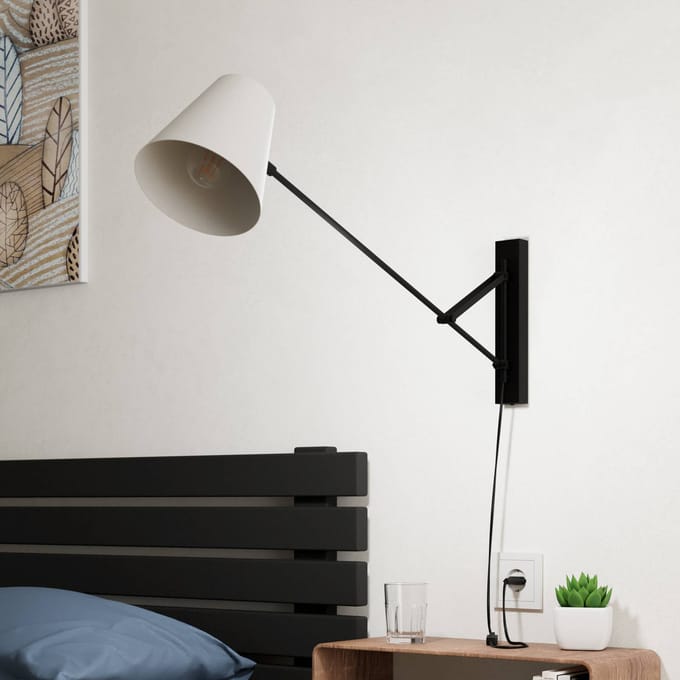 EGLO Forcadet Wandlamp - E27 - 40,5 cm - Zwart|Grijs - Staal