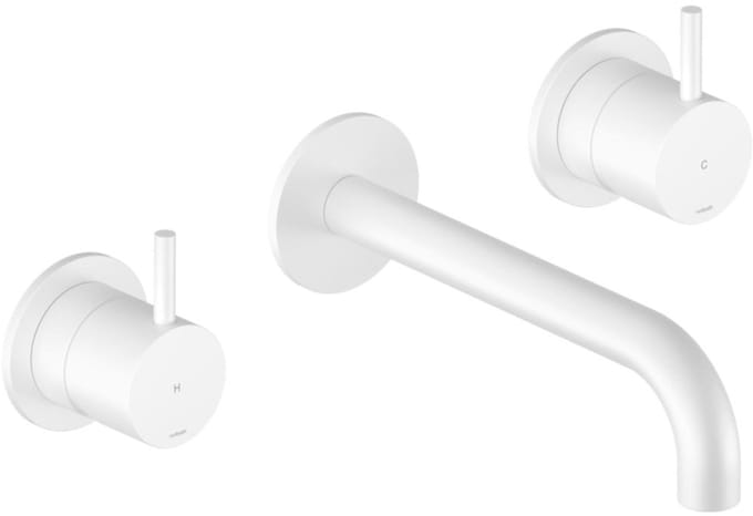 Hotbath Cobber CB105TEXT18 afbouwdeel inbouw wastafelkraan 3-gats met 18cm uitloop mat wit