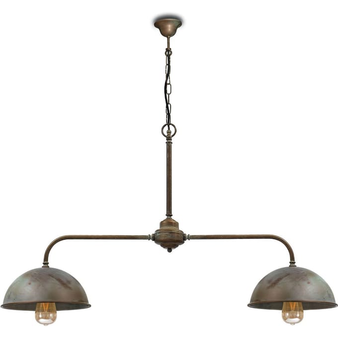 Moretti Luce Hanglamp Circle in messing antiek, 2-lamps