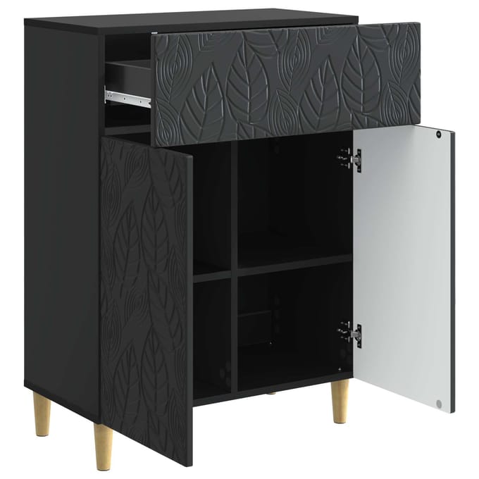 vidaXL - Dressoir - Zwart - 66 - x - 34,5 - x - 90 - cm - Bewerkt - hout