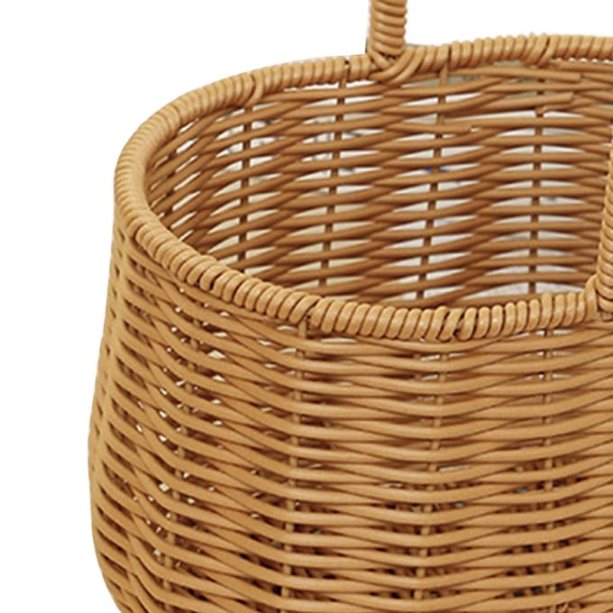 Draagbare Geweven Mand met Handvat PP Rotan Handgeweven Wasmand voor Fruit Groenten Cadeaus brown