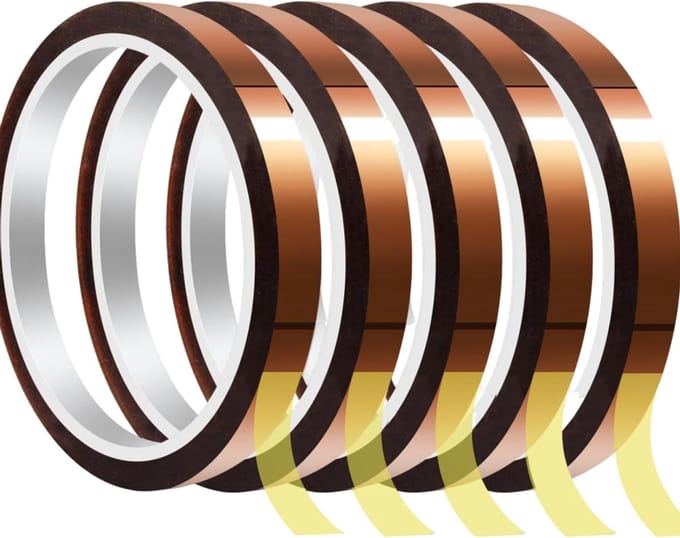 Hittebestendige Polyimide Tape 5-pack - 10mm x 33m voor Isolatie, Elektronica en Hobbyprojecten