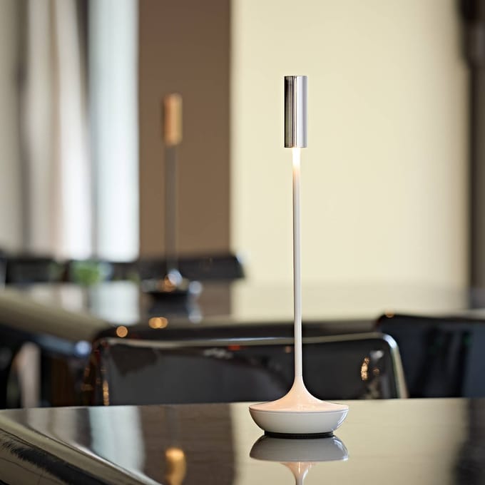 Sigor Nucandle LED oplaadbare tafellamp, wit/zilver, IP54, dimbaar