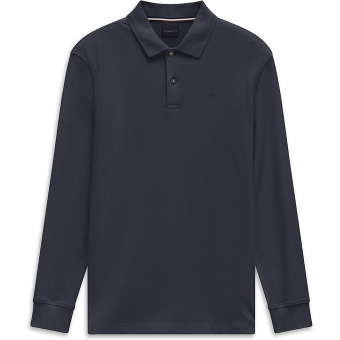 Bugatti Herren Polo-shirt van katoen met lange mouwen