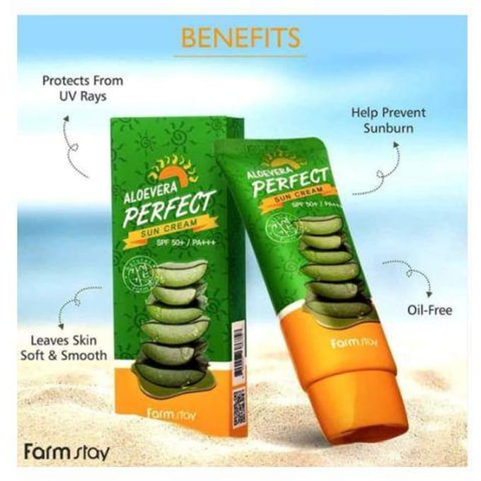Farm Stay Aloe Vera Perfect Sun Cream 70ml AUTHENTIC STORE green