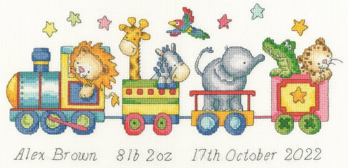 Borduurpakket Choo choo geboortetegel - Bothy Threads