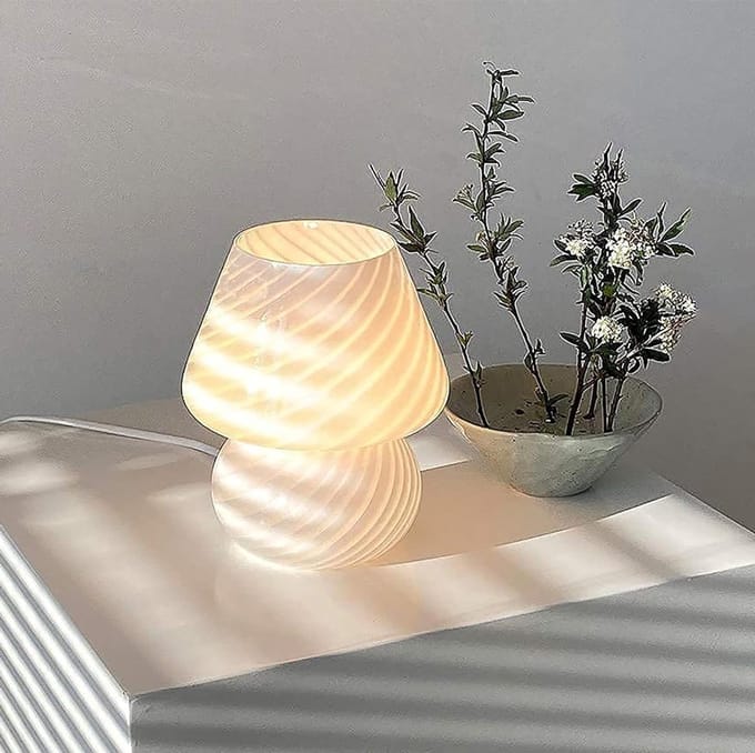 Paddenstoel Lamp - Nachtlampje Glas - Sfeerverlichting Huis - Drie Kleurmodi - 19 x 15 cm - Wit