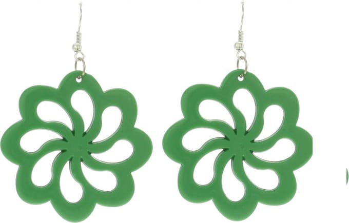Behave - Oorhanger - Groene bloemen oorhangers - diameter 5 cm