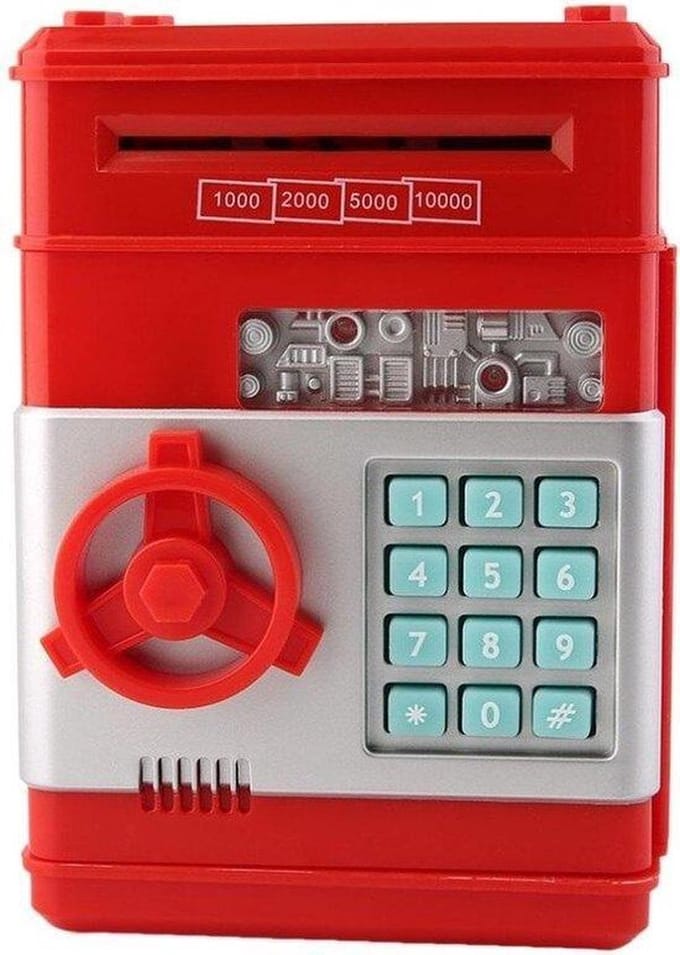 Kluis met Pincode - Spaarpot Bank - Rood