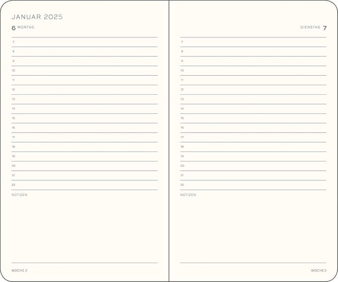 Pocket A6 Dagkalender 2025 - 12-Maanden Planner en Notitieboek
