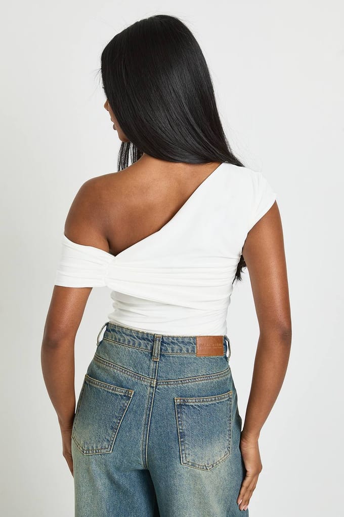 boohoo Dames Dubbellaags Slinky Bodysuit Met Slangendetail | Ivory | Maat: 8