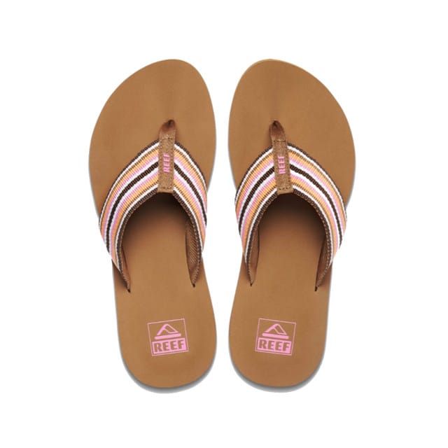 Reef Spring Woven Smoothie Stripe Dames Slippers - Cognac/Roze - Maat 36