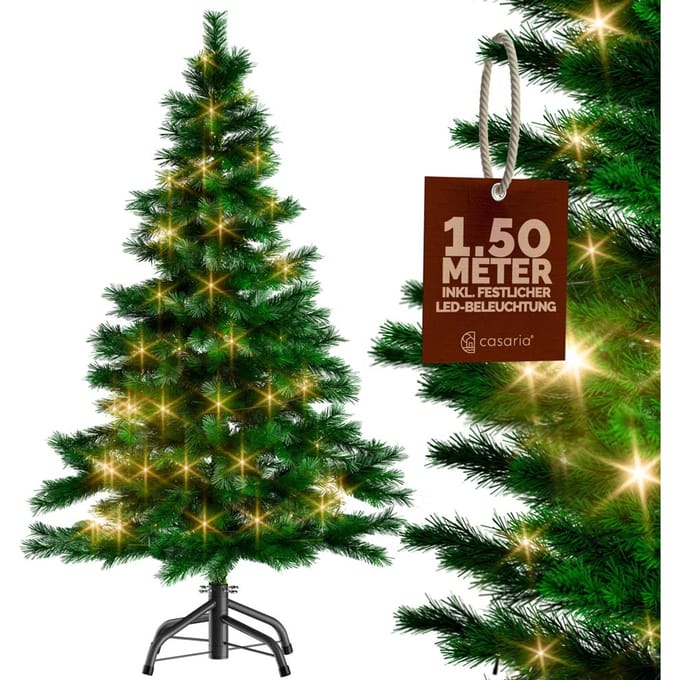 Casaria Kerstboom 150 cm – Incl. LED Kerstverlichting PE Groen