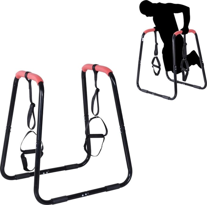 Dip Station - Training Station - Knee raise ab station - Push up grips - Zwart