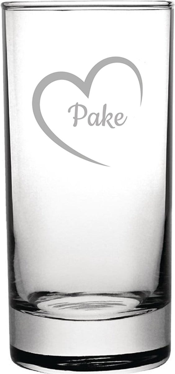 Gegraveerde longdrinkglas 28,5cl Pake mei hert