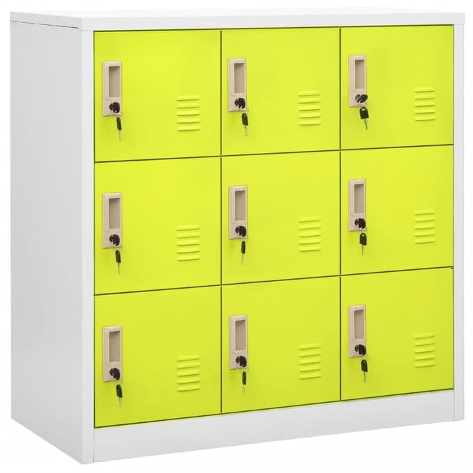 vidaXL - Lockerkast - 90x45x92,5 - cm - staal - lichtgrijs - en - groen