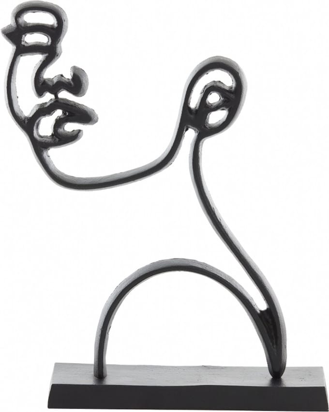 Light & Living Deco Beeld Face - Metaal - Zwart - 33x48x8 cm (BxHxD)