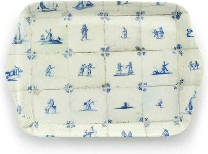 Dienblaadje Mini, 21 x 14 cm, Delfts blauwe tegels