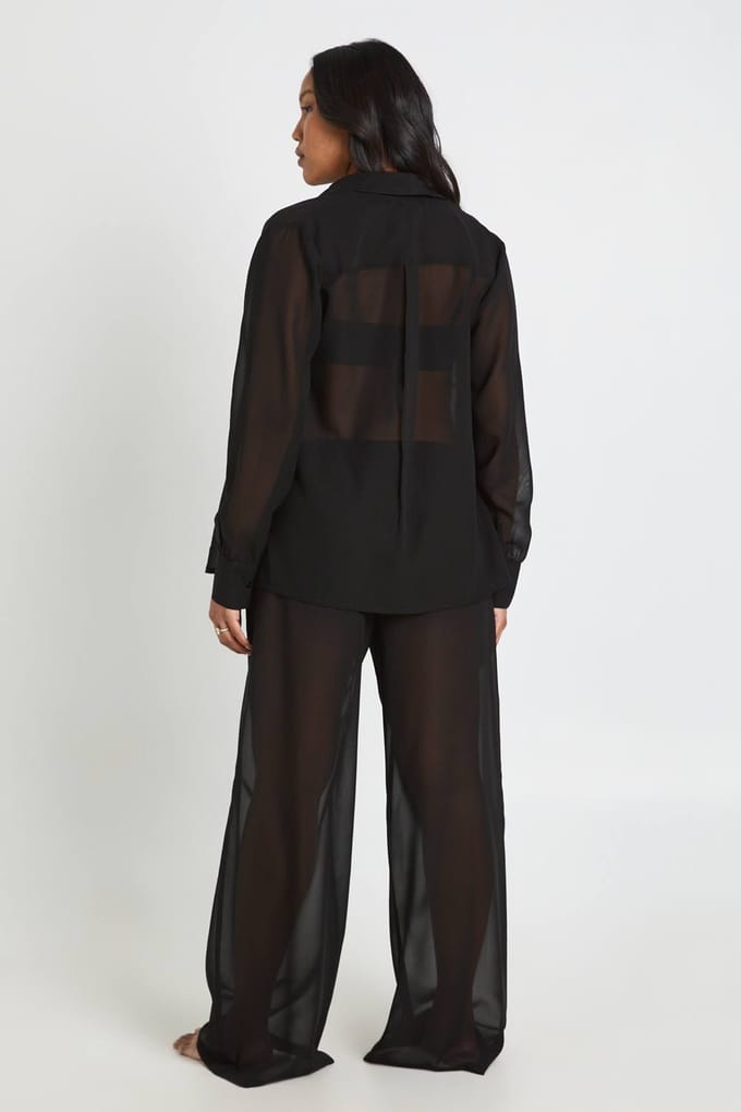 boohoo Dames Zwangerschaps Chiffon Strandbroek | Zwart | Maat: 42