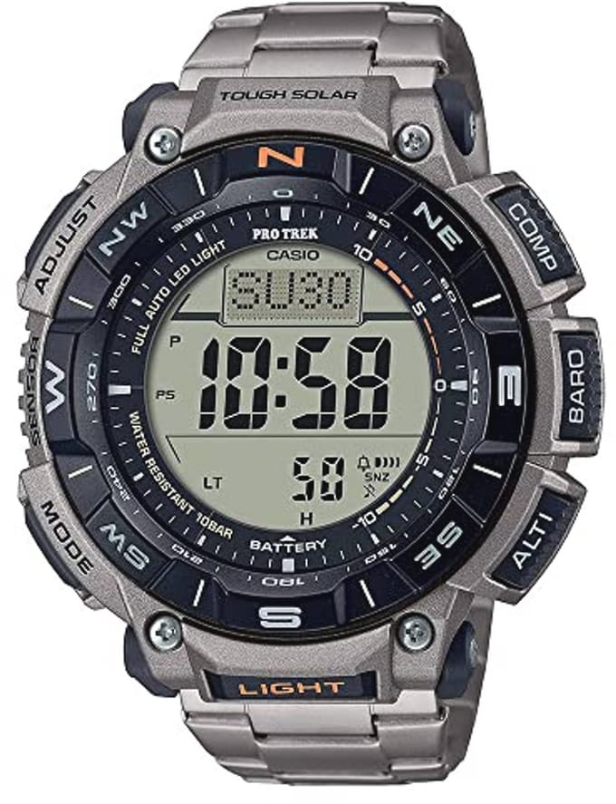 Pilotenhorloge Grijs met Digitale Display en Titanium Armband