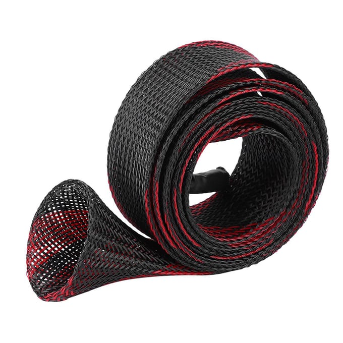 Manchon Tressé Extensible Housse de Protection pour Canne à Pêche Red